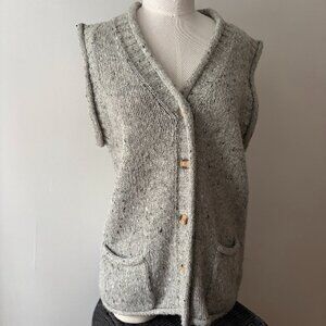 1990s Speckled Angora Blend Vest | Vintage Sweater Vest with Pockets